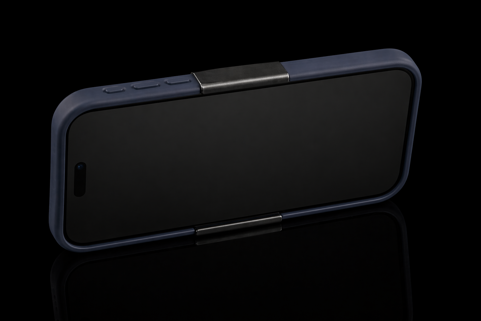 SolidSlide grip base visible on the edge of an iPhone in landscape orientation